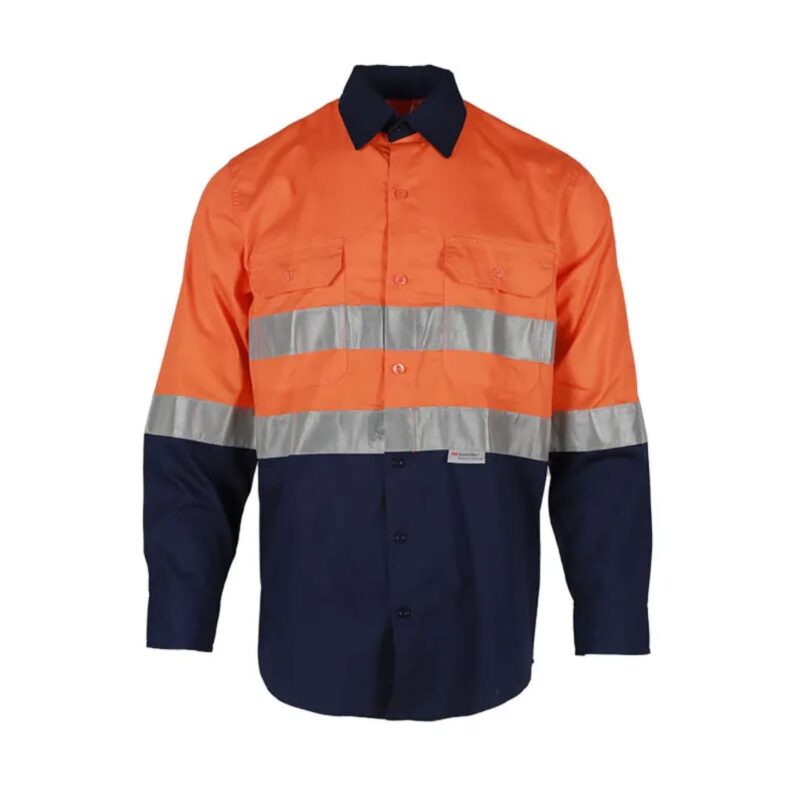 Hi-Vis Two-Tone Long Sleeve Work Safety Shirt with Reflective Tape